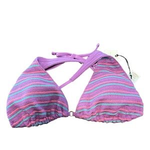 Women’s medium 8-10‎ Shade & Shore Purple Pink & Blue Striped Bikini Top